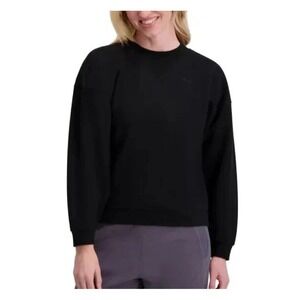 DKNY Women's Long Sleeve Logo Fleece Lined Crewneck Sweatshirt, Black XL NWT